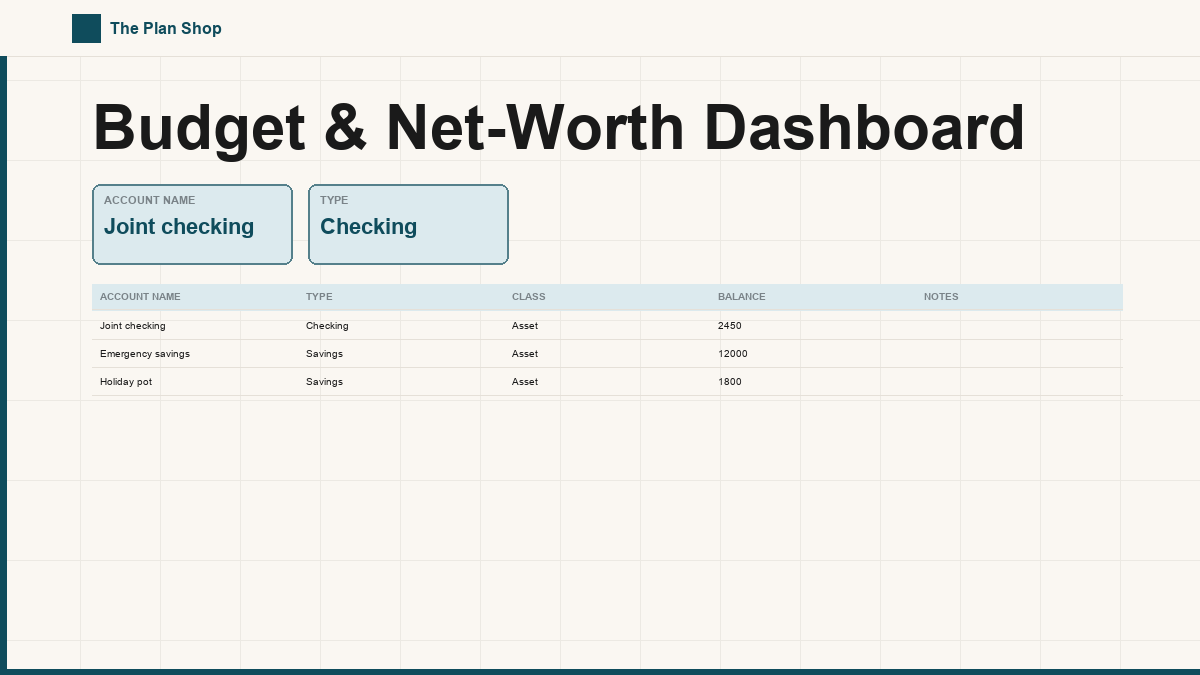 Budget & Net-Worth Dashboard