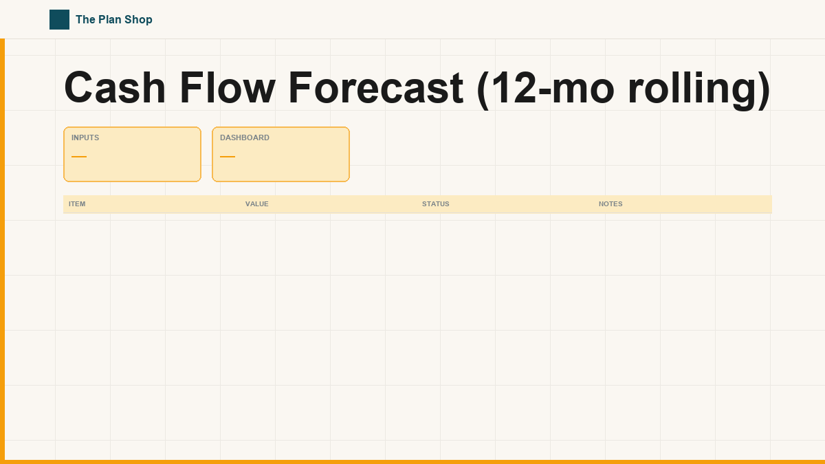 Cash Flow Forecast (12-mo rolling)