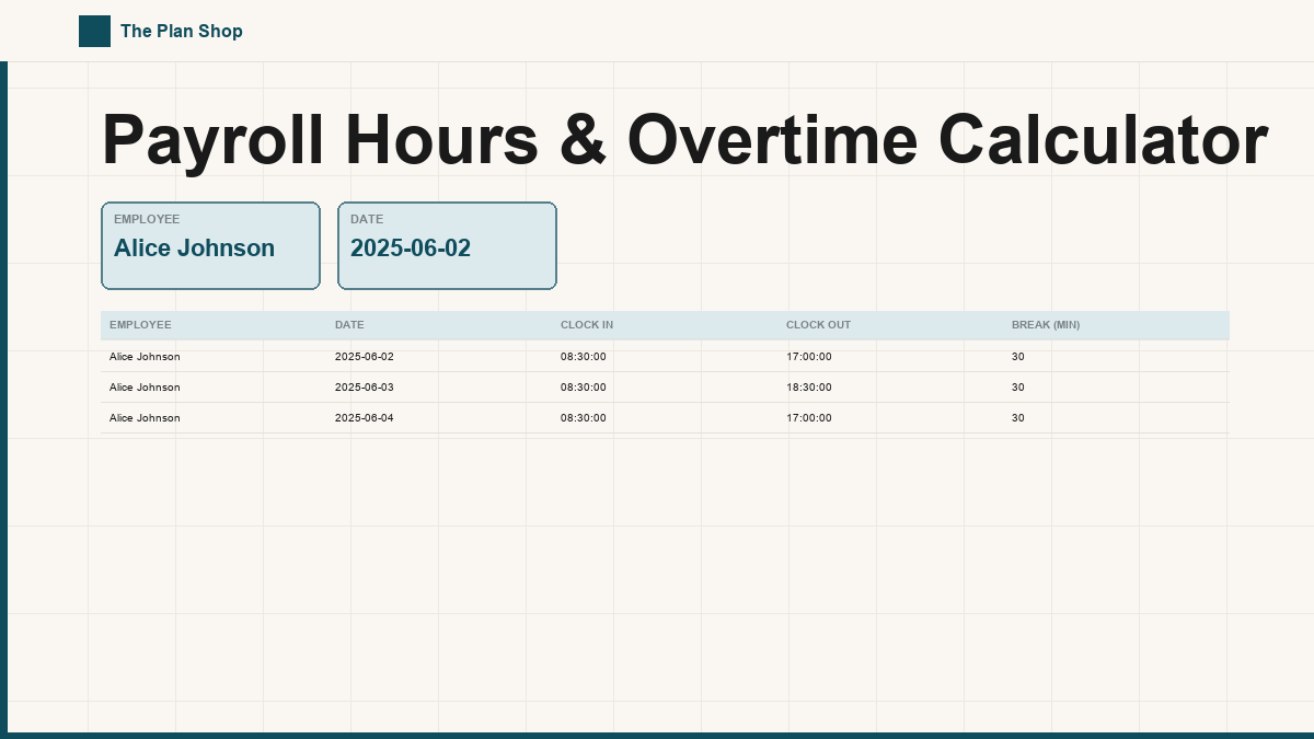 Payroll Hours & Overtime Calculator
