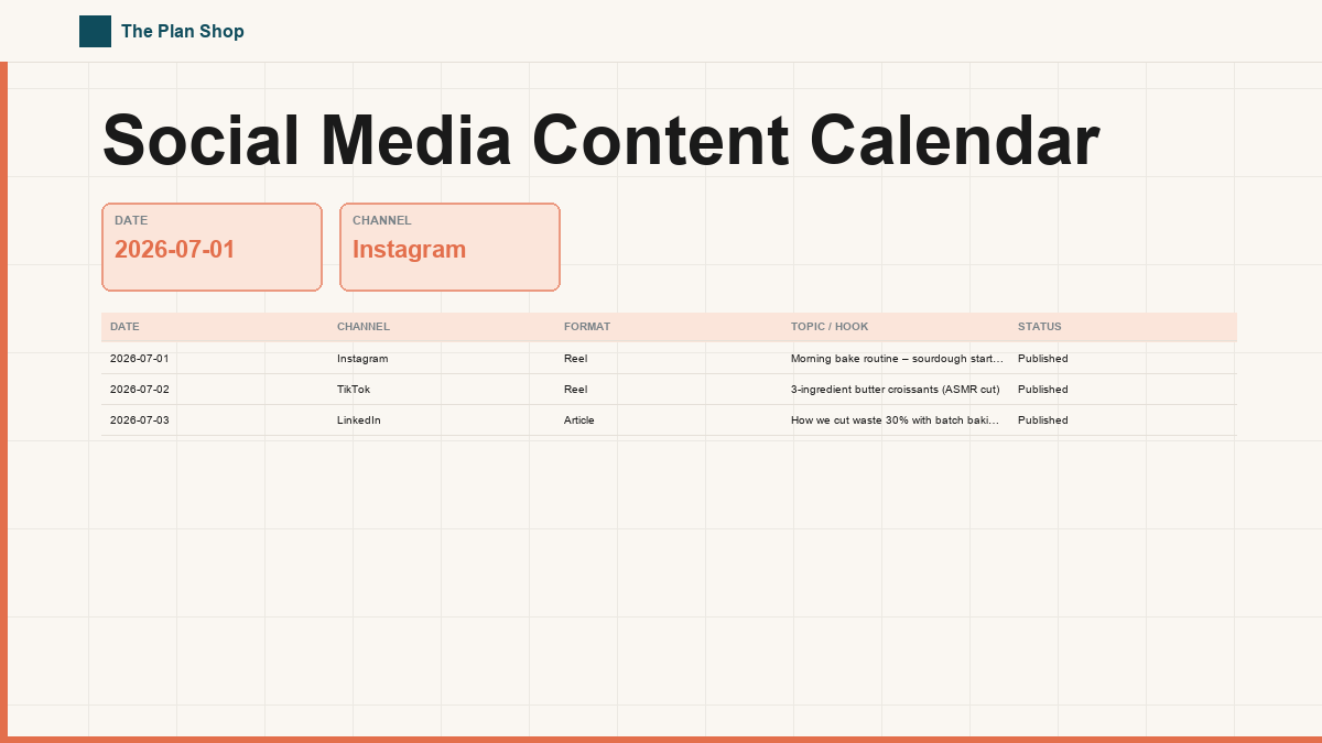Social Media Content Calendar