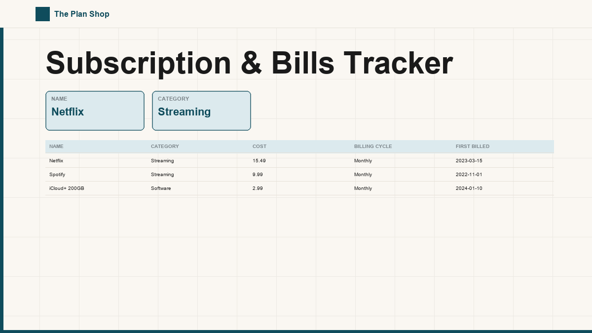 Subscription & Bills Tracker